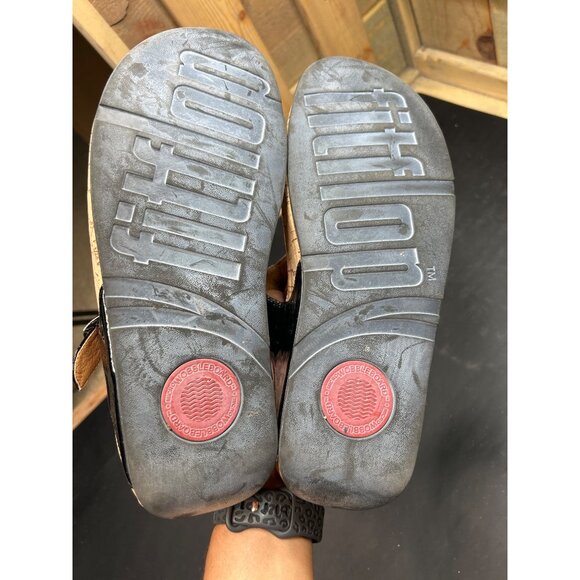 FitFlop Womens Patent Leather Thong Sandals US 10 Black - Picture 6 of 6